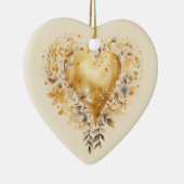 メッセーパーソナライズされたジカラフルフローラハートギフト セラミックオーナメント (右)