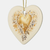 メッセーパーソナライズされたジカラフルフローラハートギフト セラミックオーナメント (左)