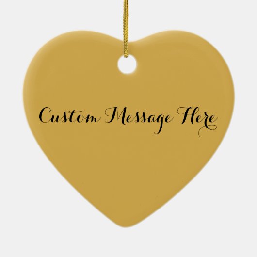 メッセーパーソナライズされたジカラフル「金ゴールド」フローラ・ハート セラミックオーナメント (裏面)