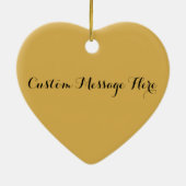 メッセーパーソナライズされたジカラフル「金ゴールド」フローラ・ハート セラミックオーナメント (裏面)