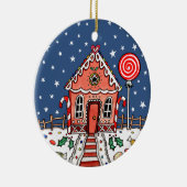メッセーパーソナライズされたジジンジャーブレッドハウスツリー セラミックオーナメント (右)