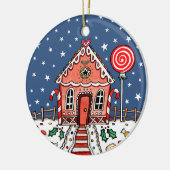 メッセーパーソナライズされたジジンジャーブレッドハウスツリー セラミックオーナメント (左)