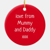 メッセーパーソナライズされたジジンジャーブレッドハウスツリー セラミックオーナメント (裏面)