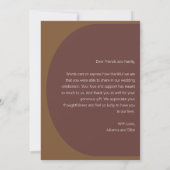 メッセーパーソナライズされたジレトロ70sブラウン結婚の写真 サンキューカード (裏面)