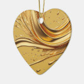 メッセーパーソナライズされたジ「金ゴールドカラフル」ハート・ギフト セラミックオーナメント (左)