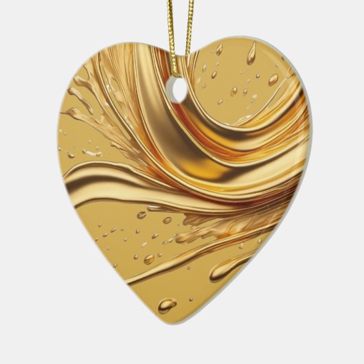 メッセーパーソナライズされたジ「金ゴールドカラフル」ハート・ギフト セラミックオーナメント (左)