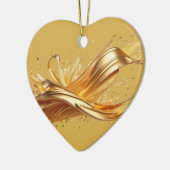 メッセーパーソナライズされたジ「金ゴールドカラフル」ハート・ギフト セラミックオーナメント (左)