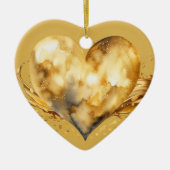 メッセーパーソナライズされたジ「金ゴールドカラフル」ハート・ギフト セラミックオーナメント (正面)