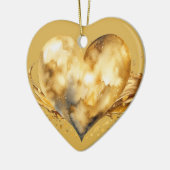 メッセーパーソナライズされたジ「金ゴールドカラフル」ハート・ギフト セラミックオーナメント (左)