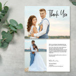 メッセーモダンカスタムジ2の結婚写真 サンキューカード<br><div class="desc">心表現のこもったメッセージで心から感謝カスタム結婚式2写真ありがとうフラットカード。こエレガントのカードはパーソナライズされたあなたの愛す感謝している人の存在、サポート、そして特別な日の良い願いのための完璧な方法である。このカードは、心のこもったメッセージとカスタムの結婚式の写真の個人touchを組み合わせた美しく時代を超越したデザインを備えている。ハンドレットスタイルフォントモダンはしゃれている、カードを真に際立たせる。おカスタマイズ客様の写真のお気に入りの2結婚枚（前面と背面）を持つカードは、お祝いからの大切な瞬間をキャプチャする。心からのメッセージ表現は、各カードに個人的で有意義なtouchを追加し、あなたの心からの感謝と感謝。おカスタマイズ名前と結婚デートの場所も。あなたは感謝していの友人、家族、お客様の参加を希望される方々に結婚も、このThank Youフラットカードは感謝の意を表す有意義な方法である。特別な日の思い出であり、愛と支援に対する感謝の印でもある。</div>