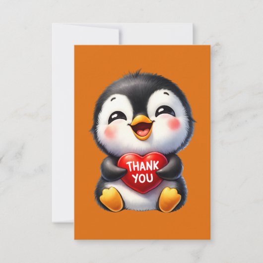 メッセー感謝していジ・ペンギンを追加した可愛い ノートカード (正面)