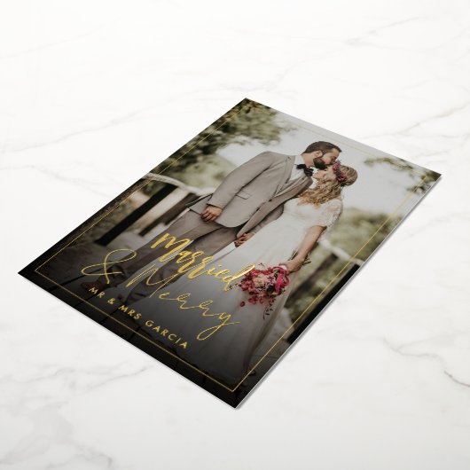 メッセー結婚したジクリスマスフォイルホリデーカード 箔シーズンカード (回転した状態)