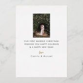 メッセー結婚したジクリスマスフォイルホリデーカード 箔シーズンカード (裏面)