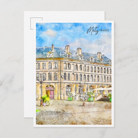 メッツフランスヴィンテージ旅行水の色 ポストカード (正面/裏面)