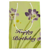 メッド抱き枕インパープルおよびライムフローラデザイン ミディアムペーパーバッグ (正面)