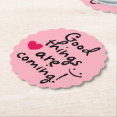 メッ前向きセージ可愛いピンク色 ペーパーコースター (アングル)