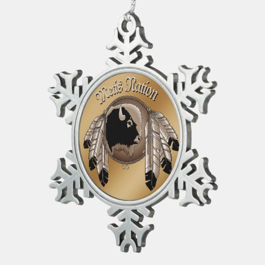 メティスアートクリスマスオーナメントカスタムトライバルギフト スノーフレークピューターオーナメント (右)