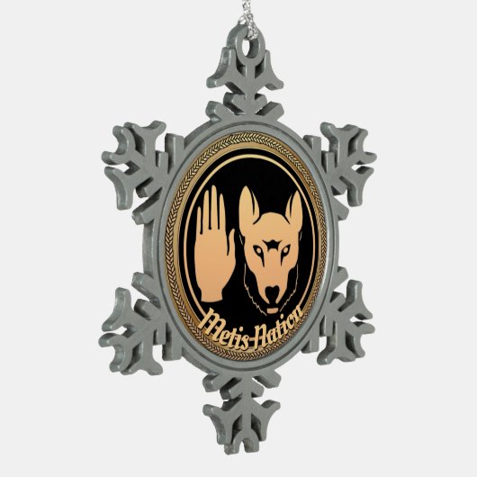 メティスアートクリスマスオーナメント部族の狼の贈り物 スノーフレークピューターオーナメント (左)