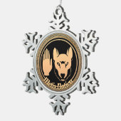 メティスアートクリスマスオーナメント部族の狼の贈り物 スノーフレークピューターオーナメント (右)