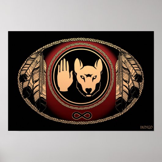 メティスアートポスタースピリット動物先住民プリントポスター ポスター (正面)