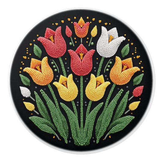 メティスファースト・ネーションズベアドワーク・チューリップ・セラミックノブ セラミックノブ (正面)