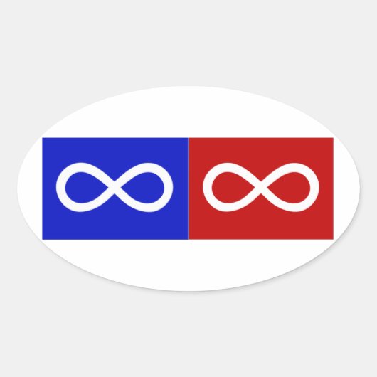 メティスブルー&レッド国旗 楕円形シール (正面)