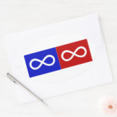 メティスブルー&レッド国旗 楕円形シール (封筒)