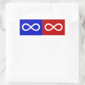 メティスブルー&レッド国旗 楕円形シール (バッグ)