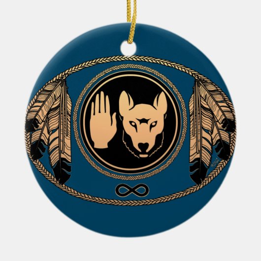 メティスプライドアートオーナメントファーストネイションズキープサケ セラミックオーナメント (正面)