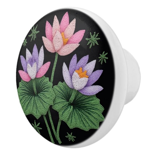 メティス先住民ベッドワークフローラロータスセラミックノブ セラミックノブ (右)