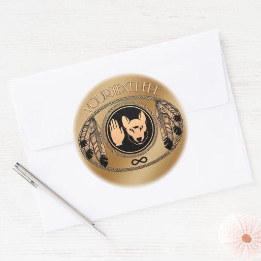 メティス国旗のアートシール最初の国ウルフギフト ラウンドシール (封筒)