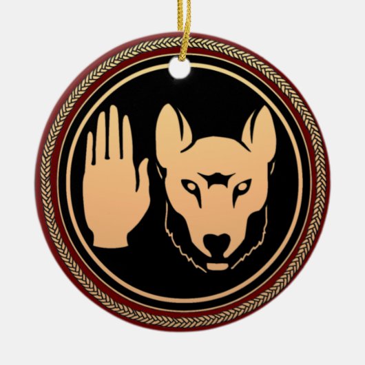 メティス国旗のオーナメントパーソナライズされた部族の装飾 セラミックオーナメント (正面)