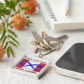 メティス国旗のキーパーソナライズされたチェーンのメティス キーホルダー (側面)