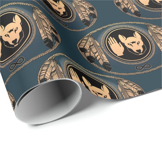 メティラッピング紙ファーストネーションズウルフアート紙 ラッピングペーパー (ロールコーナー)