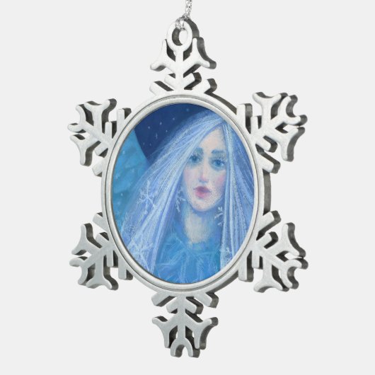 メティリツサスノーガールスネグーロチカクリスマスエンジェル スノーフレークピューターオーナメント (右)