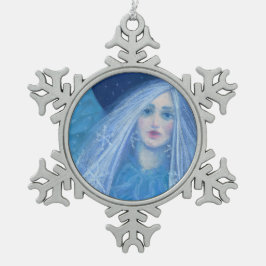 メティリツサスノーガールスネグーロチカクリスマスエンジェル スノーフレークピューターオーナメント