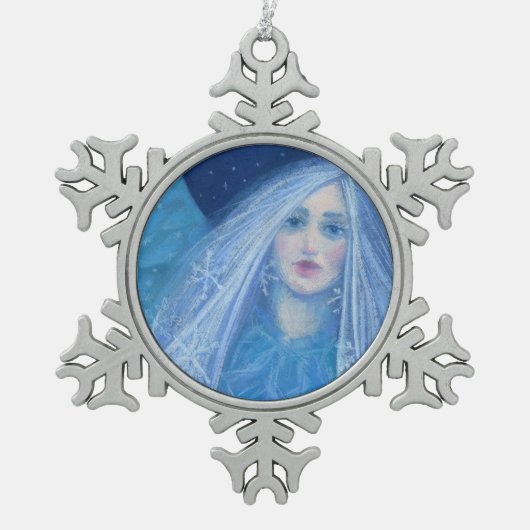 メティリツサスノーガールスネグーロチカクリスマスエンジェル スノーフレークピューターオーナメント (正面)