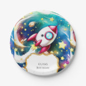 メテオパステルロケット誕生日 ペーパープレート (正面)