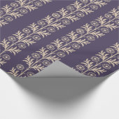メテオライトパープルアーツ&クラフツストライプフローラ ラッピングペーパー (角)