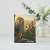 メテオラギリシャ旅行で猫 ポストカード (スタンド正面)