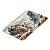 メテオラギリシャ旅行風景ヴィンテージ マグネット (左側)