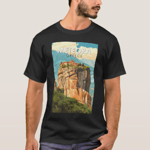 メテオラ ギリシャ イラスト 旅行 アート ヴィンテージ Tシャツ