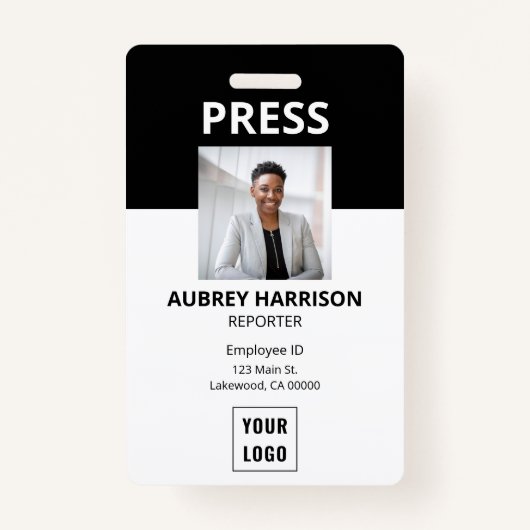 メディアプレスロゴの写真ID バッジ (正面)