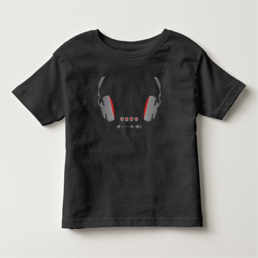 メディアボリュームコントロールボタン付きヘッドフォン トドラーTシャツ (正面)