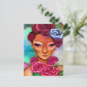 メディア混雑用バラを持つ人 ポストカード (スタンド正面)