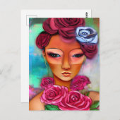 メディア混雑用バラを持つ人 ポストカード (正面/裏面)