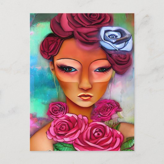 メディア混雑用バラを持つ人 ポストカード (正面)