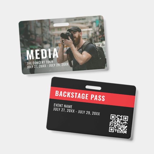メディア モダン バックステージ パス ID バッジ (正面＆裏面)