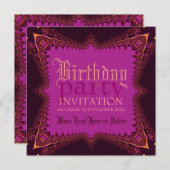 メディエンボヘミアンガールピンクパーティの招待状 招待状 (正面/裏面)