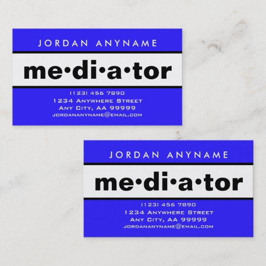 メディエーはっきりしたター（青と白） 名刺 (正面/裏面)